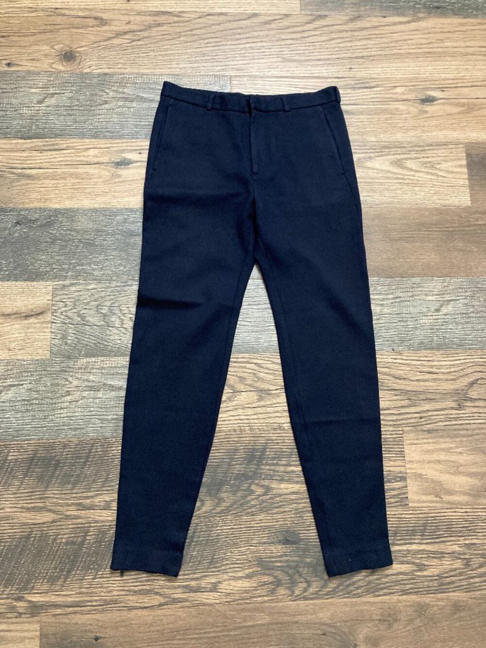 COS Men’s Trousers 30R Navy Blue Slim Fit Cotton Stretch Ankle Zip Pants